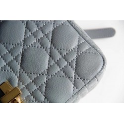 Dior Small Caro Bag In Cloud Blue Cannage Calfskin 546