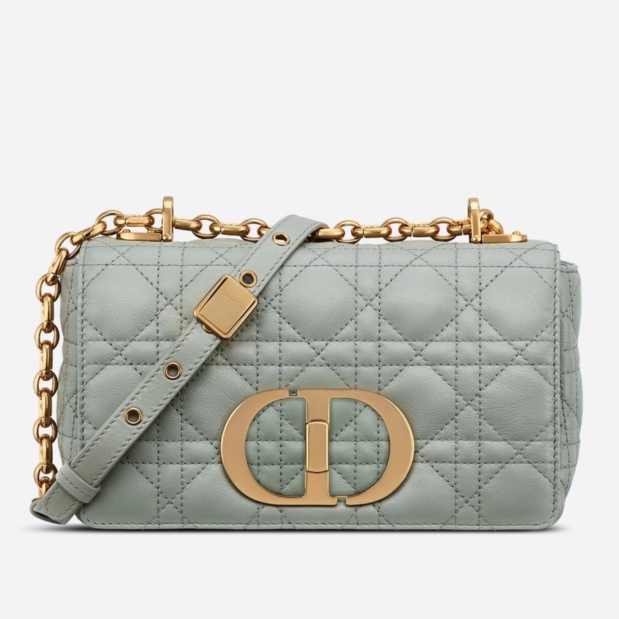 Dior Small Caro Bag In Grey Cannage Calfskin 683