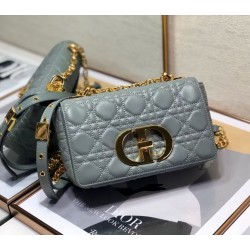 Dior Small Caro Bag In Grey Cannage Calfskin 683