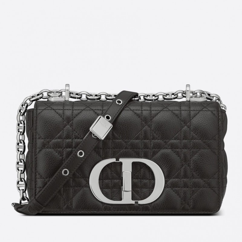 Dior Small Caro Bag In Noir Cannage Calfskin 744