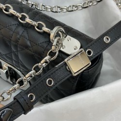 Dior Small Caro Bag In Noir Cannage Calfskin 744