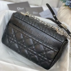 Dior Small Caro Bag In Noir Cannage Calfskin 744