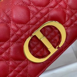 Dior Small Caro Bag In Red Cannage Calfskin 780