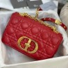 Dior Small Caro Bag In Red Cannage Calfskin 780