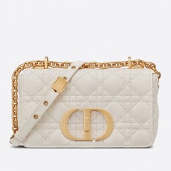 Dior Small Caro Bag In White Cannage Calfskin 970