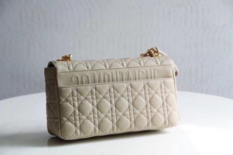 Dior Large Caro Bag In Beige Cannage Calfskin 991