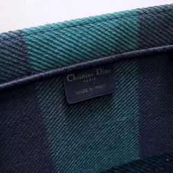 Dior Book Tote Bag In Green/Black Check Embroidered Canvas 606