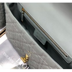 Dior Large Caro Bag In Grey Cannage Calfskin 015