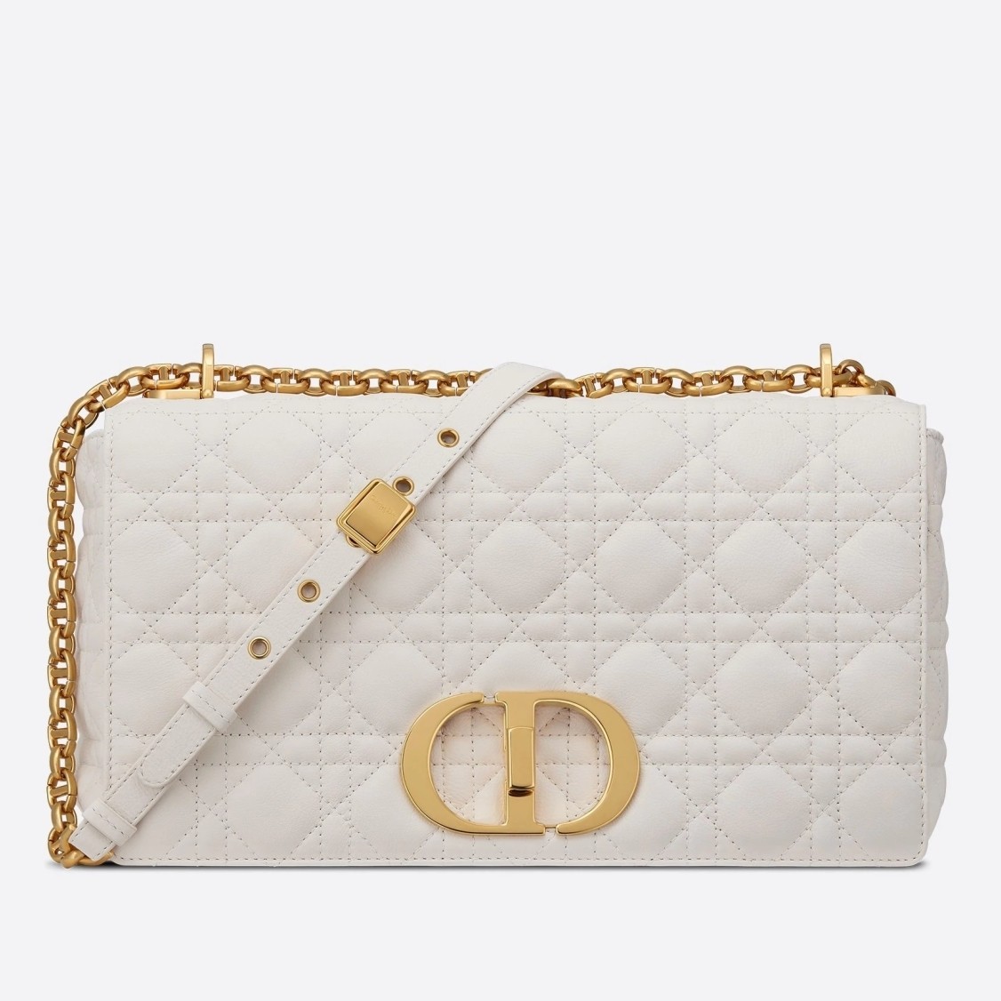 Dior Large Caro Bag In White Cannage Calfskin 269