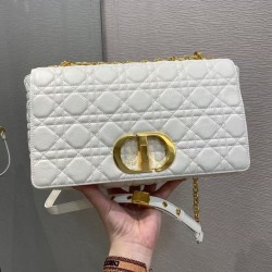 Dior Large Caro Bag In White Cannage Calfskin 269