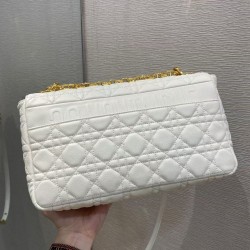 Dior Large Caro Bag In White Cannage Calfskin 269