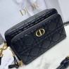 Dior Caro Double Pouch In Black Cannage Calfskin 305