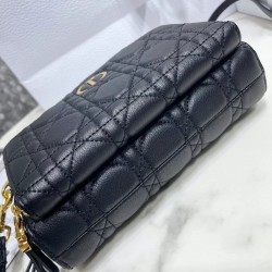 Dior Caro Double Pouch In Black Cannage Calfskin 305