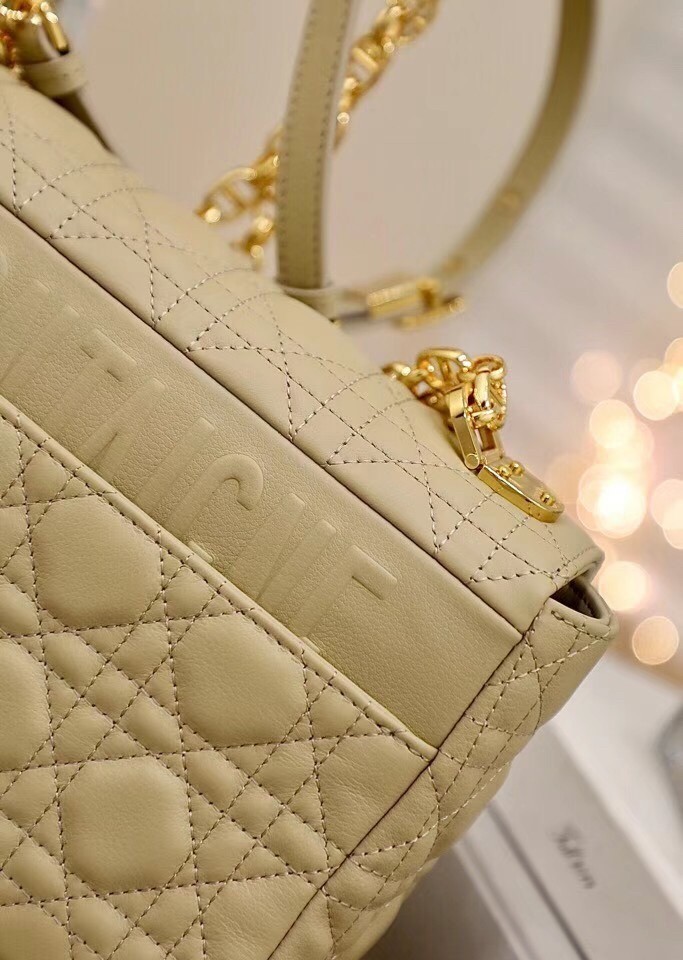 Dior Caro Medium Bag In Beige Cannage Calfskin 572