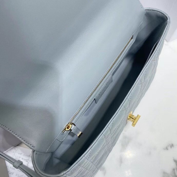 Dior Caro Medium Bag In Grey Cannage Calfskin 586