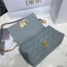 Dior Caro Medium Bag In Grey Cannage Calfskin 586