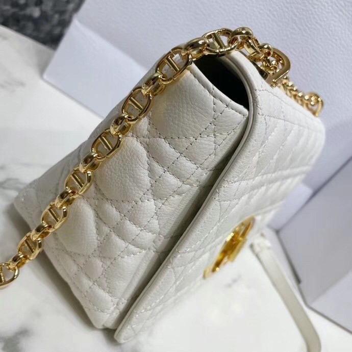 Dior Caro Medium Bag In White Cannage Calfskin 939