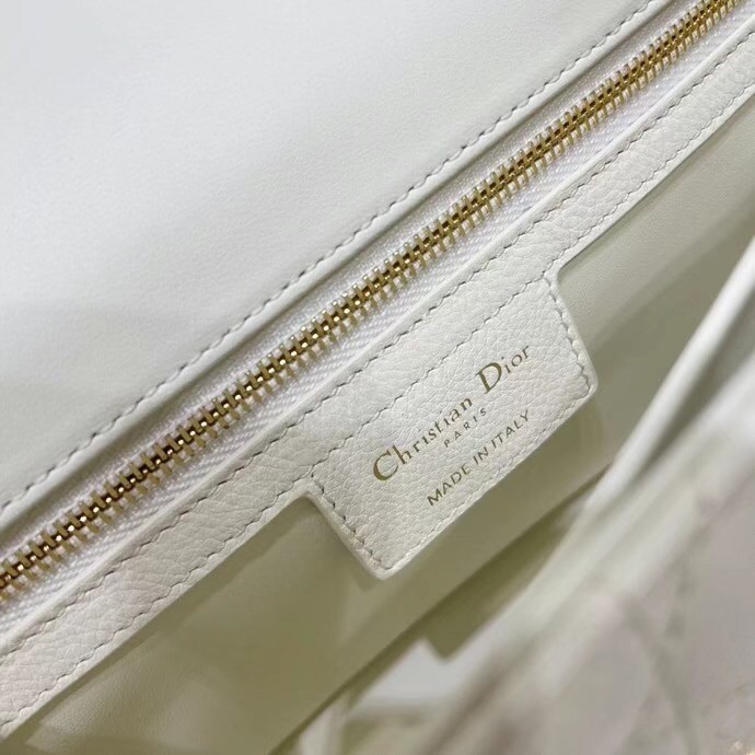 Dior Caro Medium Bag In White Cannage Calfskin 939
