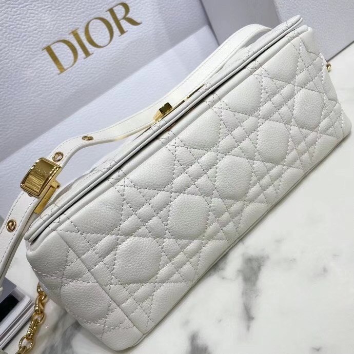 Dior Caro Medium Bag In White Cannage Calfskin 939