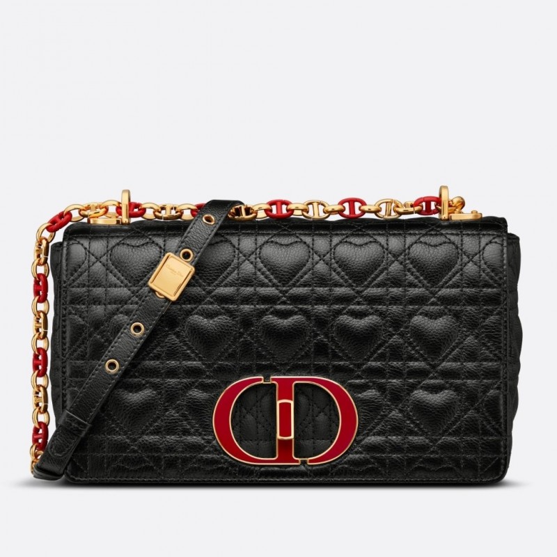 Dior Medium Dioramour Caro Black Bag with Heart Motif 013