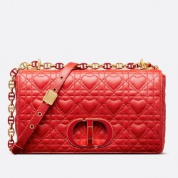 Dior Medium Dioramour Caro Red Bag with Heart Motif 039