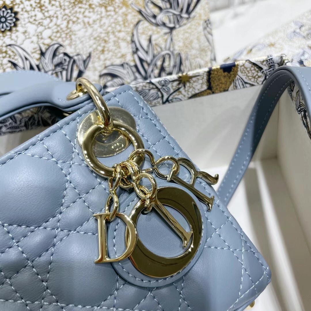 Dior Micro Lady Dior Bag In Blue Cannage Lambskin 260