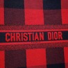 Dior Book Tote Bag In Red/Black Check Embroidered Canvas 491