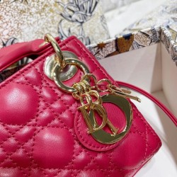 Dior Micro Lady Dior Bag In Red Cannage Lambskin 345