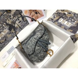 Dior Saddle Bag In Grey Toile de Jouy Reverse Jacquard 483