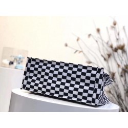 Dior Book Tote Bag In Black/White Checkered Canvas  735