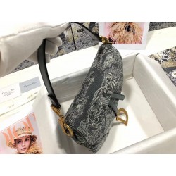 Dior Saddle Bag In Grey Toile de Jouy Reverse Jacquard 483