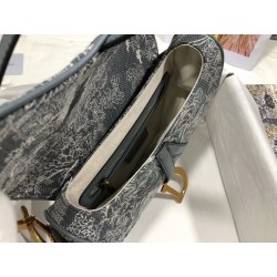 Dior Saddle Bag In Grey Toile de Jouy Reverse Jacquard 483