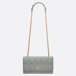 Dior Caro Belt Pouch with Chain In Grey Calfskin 548