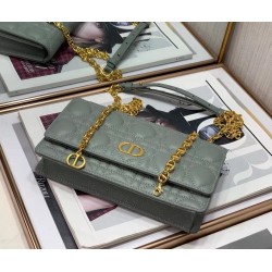 Dior Caro Belt Pouch with Chain In Grey Calfskin 548