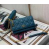 Dior Caro Belt Pouch with Chain In Steel Blue Calfskin 892