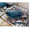 Dior Caro Belt Pouch with Chain In Steel Blue Calfskin 892