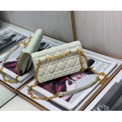 Dior Caro Belt Pouch with Chain In White Calfskin 921