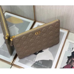 Dior Large Caro Daily Pouch In Beige Calfskin 957