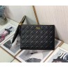 Dior Large Caro Daily Pouch In Black Calfskin 864