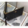 Dior Large Caro Daily Pouch In Black Calfskin 864