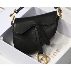 Dior Micro Saddle Bag In Black Goatskin 232