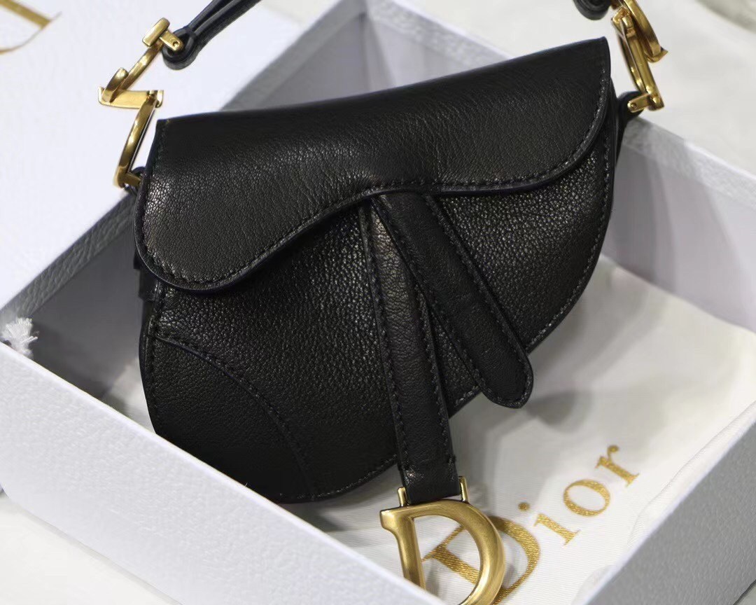 Dior Micro Saddle Bag In Black Goatskin 232