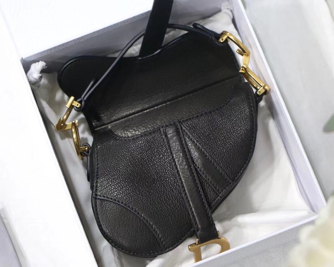 Dior Micro Saddle Bag In Black Goatskin 232