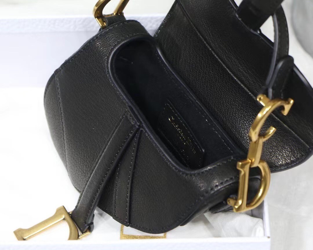 Dior Micro Saddle Bag In Black Goatskin 232