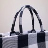 Dior Book Tote Bag In White/Black Check Embroidered Canvas 101