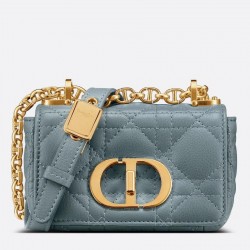 Dior Micro Caro Bag In Blue Cannage Calfskin 212