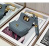 Dior Micro Caro Bag In Blue Cannage Calfskin 212