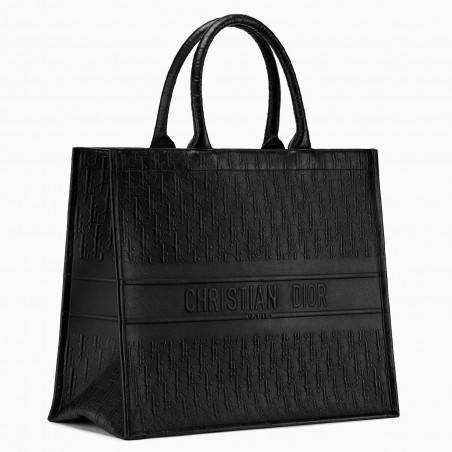 Dior Book Tote Bag In Black Oblique Embossed Calfskin  127