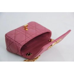 Dior Micro Caro Bag In Pink Cannage Calfskin 279