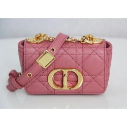 Dior Micro Caro Bag In Pink Cannage Calfskin 279